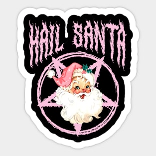 Hail Santa Retro Cute Santa Claus Pink Goth Christmas Sticker